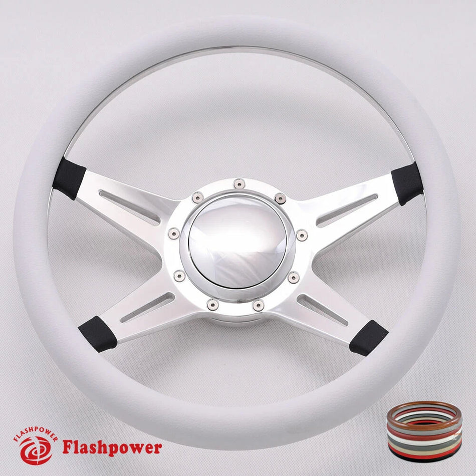 14'' Billet Steering Wheels Half Wrap Bronco F150 Mercury Capri Lincoln w/ Horn