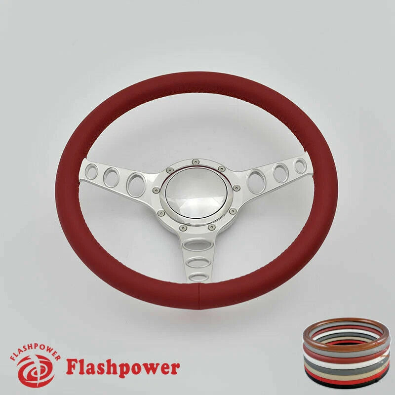 15.5'' Polished Billet Steering Wheel Full Wrap LTD Custom GMC C10 W/Horn