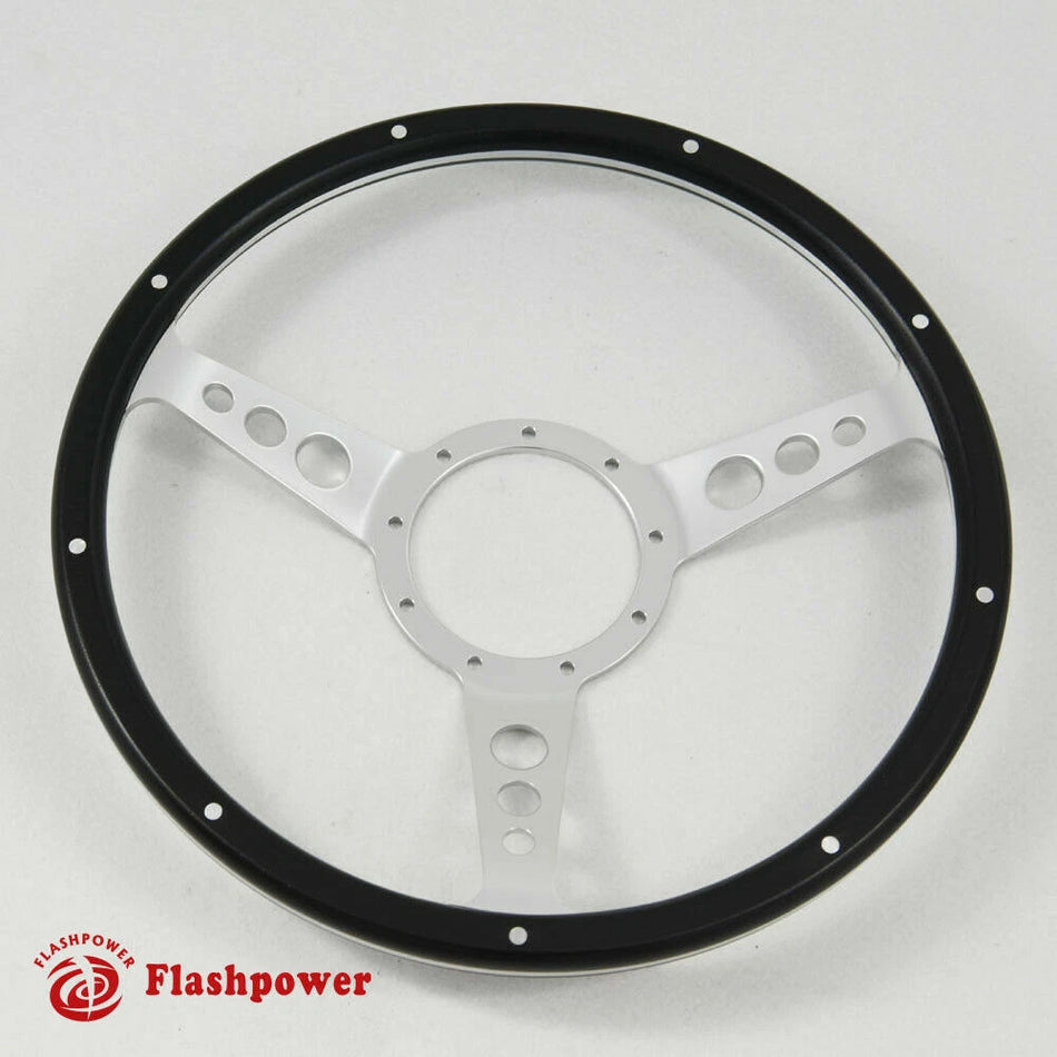 15" Black Forest Wood Steering Wheel 9 bolt with Horn Button Custom Hot rod