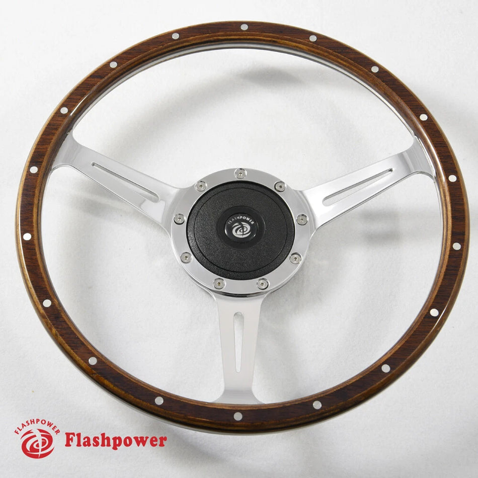 16'' Classic Riveted Wood Steering Wheel Restoration MG Triumph Jaguar Marine Boat