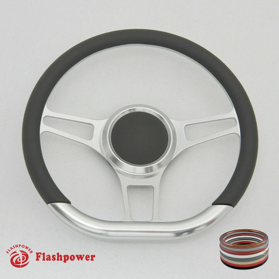 14'' D Type Billet Steering Wheel Half Wrap Muscle Car Mustang W/H