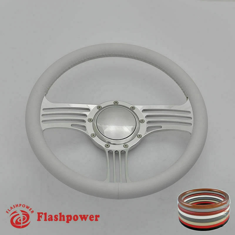 14'' Billet Steering Wheels Full Wrap Impala Chevy II Nova Chevelle w/ Horn