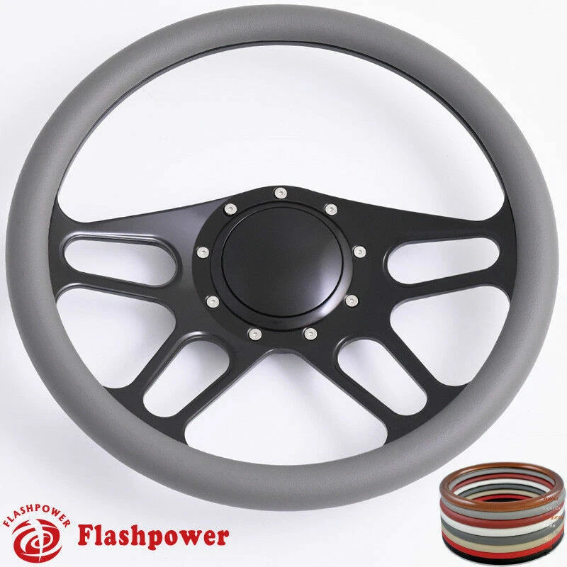 14'' Billet Steering Wheels Half Wrap GM Fury Belvedere GTO with Horn Button