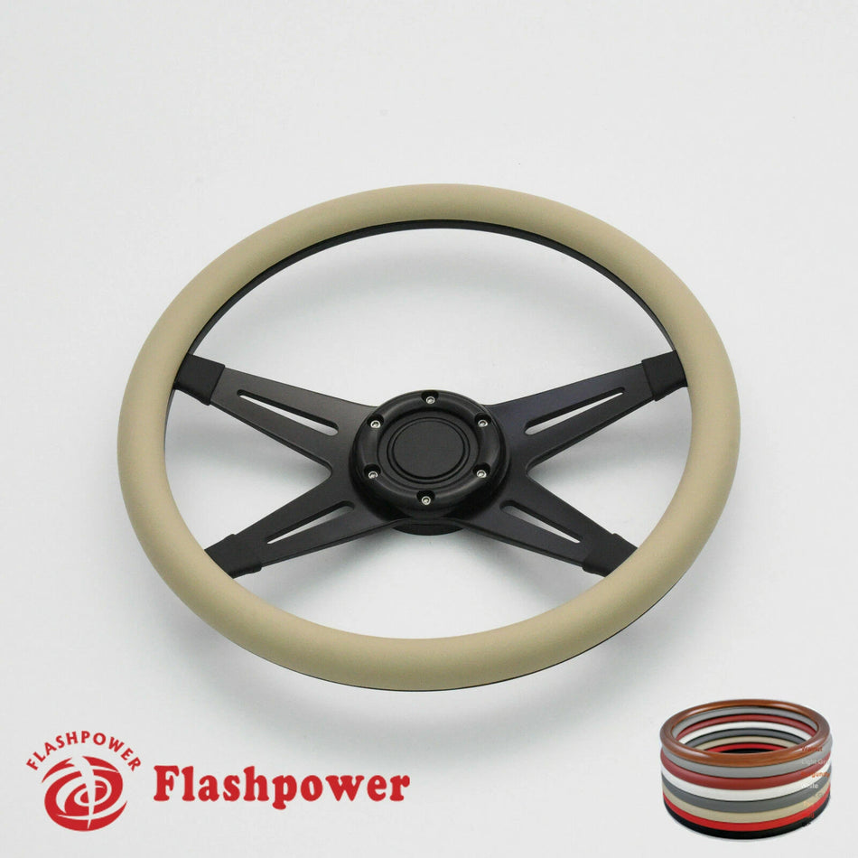 14'' Billet Steering Wheels Half Wrap Custom Chevy Ididit Flaming River w/ Horn