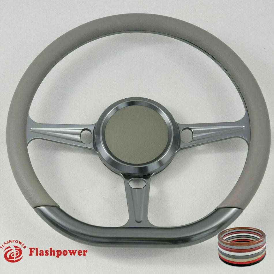 14'' Gun Metal Billet Steering Wheel Caprice GM S10 Blazer W/Horn