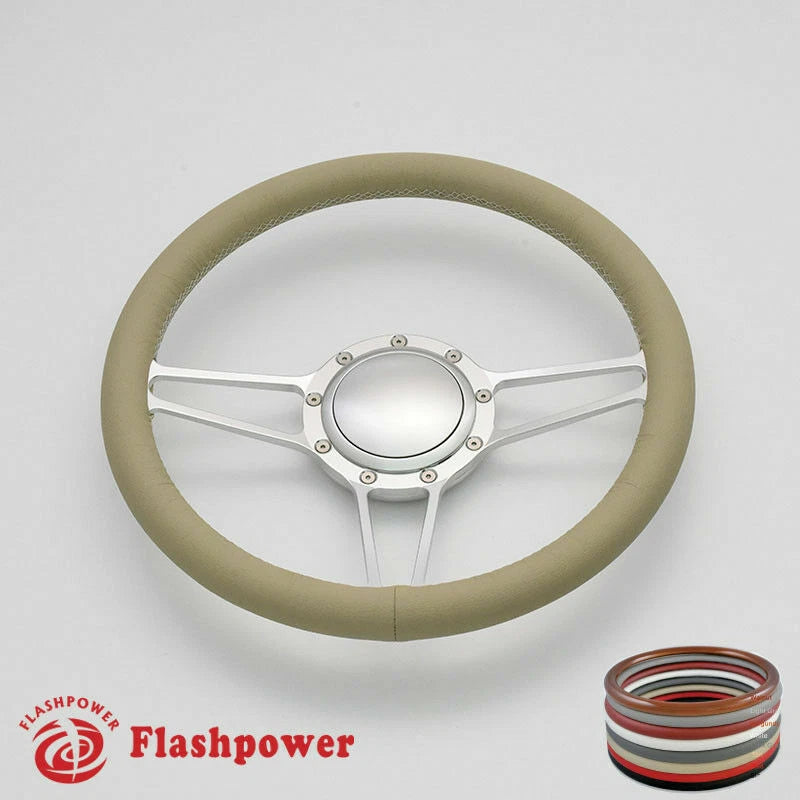 14'' Billet Steering Wheels Full Wrap Ford Fairlane Galaxie LTD Ranch w/ Horn