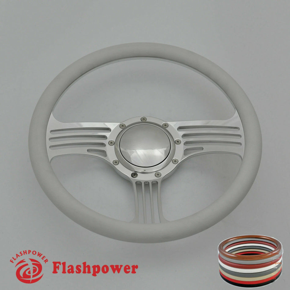 14'' Billet Steering Wheels Half Wrap Impala Chevy II Nova Chevelle w/ Horn