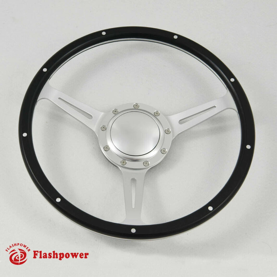 14" Black Forest Wood Steering Wheel Riveted Ford Shelby AC Cobra w/ Horn Satin
