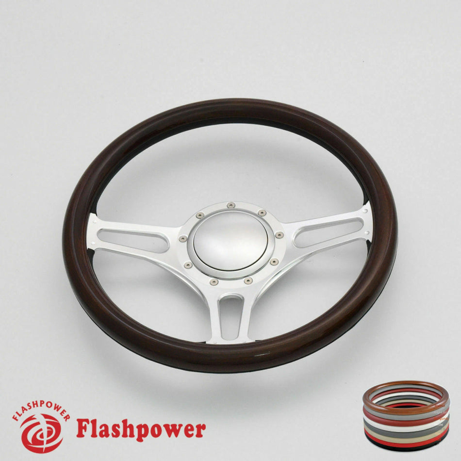 14'' Billet Steering Wheels Full Wrap Bronco F150 Mercury Capri Lincoln w/ Horn