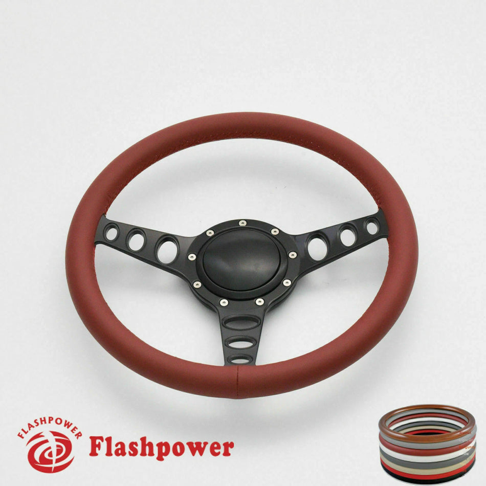 15.5'' Black Billet Steering Wheel Full Wrap LTD Custom GMC C10 W/Horn