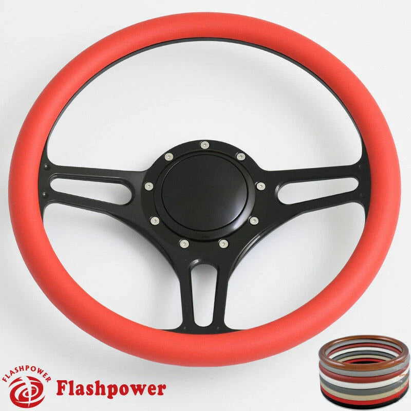 14'' Billet Steering Wheels Half Wrap Ford Fairlane Galaxie LTD with Horn Button