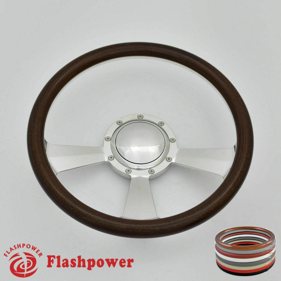 15.5'' Satin Billet Steering Wheel Half Wrap GMC Chevy Ford W/Horn Button