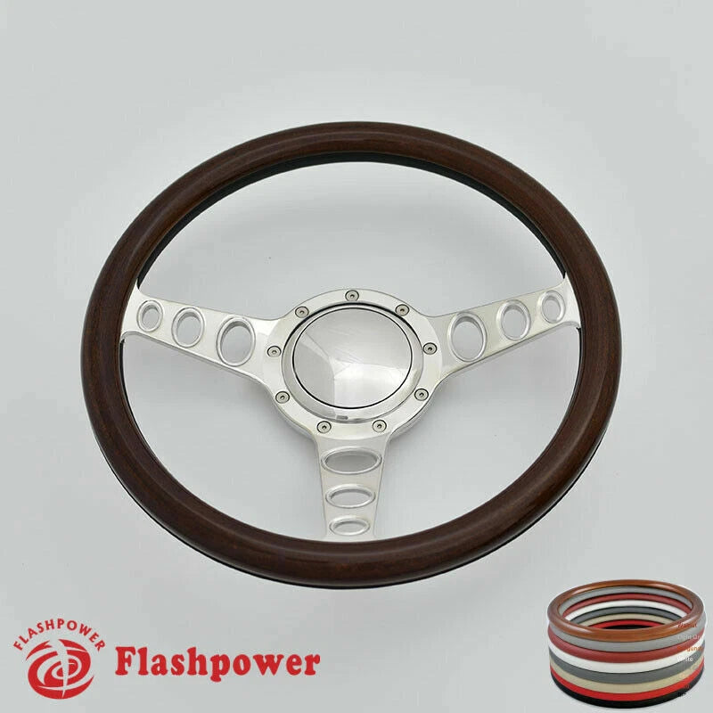 15.5'' Polished Billet Steering Wheel Full Wrap LTD Custom GMC C10 W/Horn