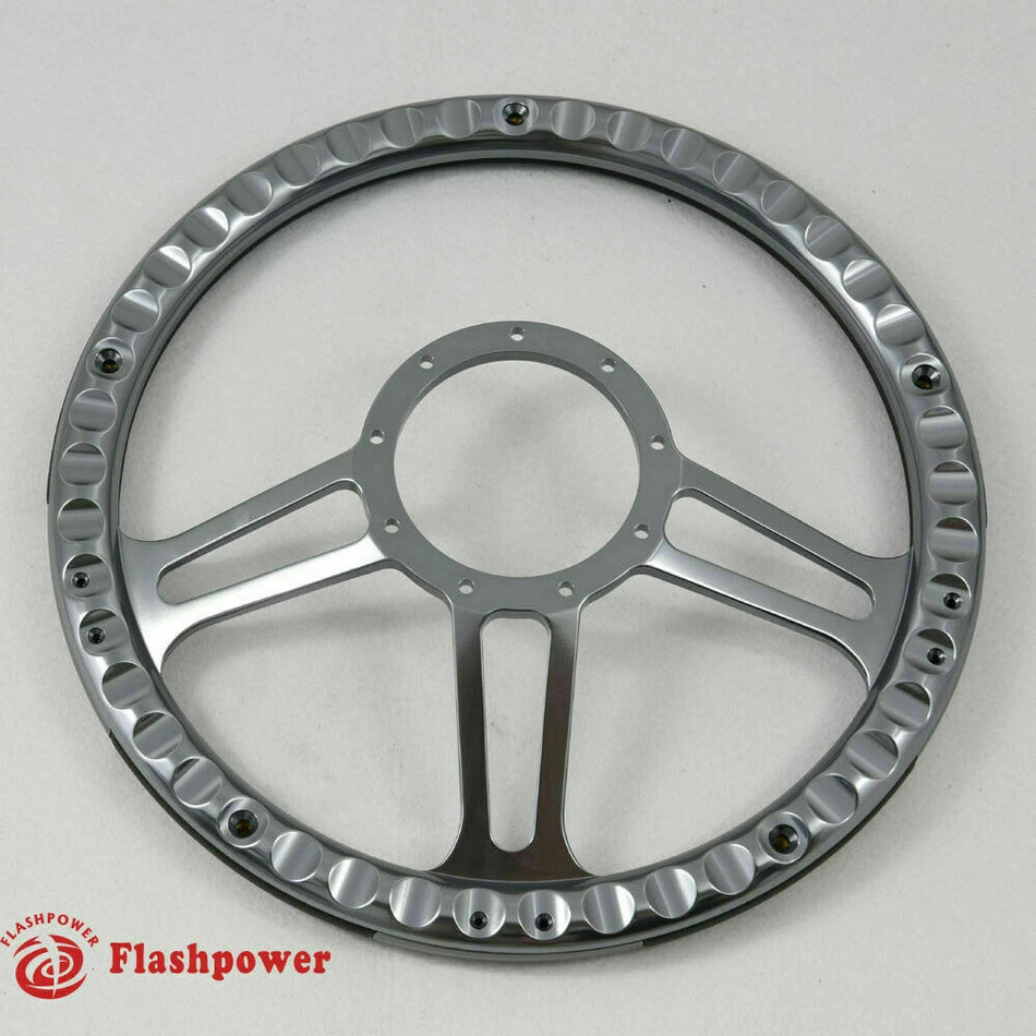 14'' Gun Metal Billet Steering Wheel Caprice GM Chevy Blazer W/Horn