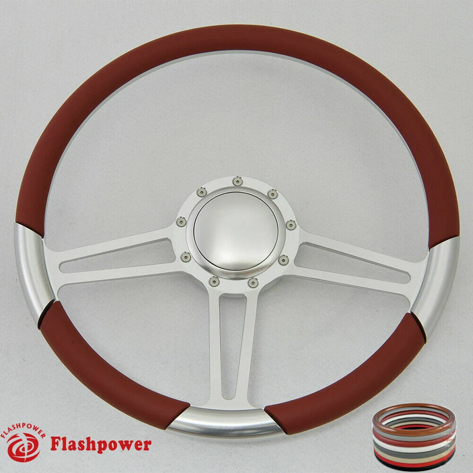 15.5'' Satin Billet Steering Wheel Full Wrap Firebird Chevy