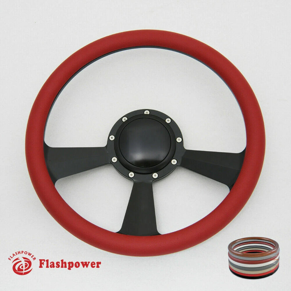 14'' Billet Steering Wheel Full Wrap Ford GM Cutlass Impala Chevy W/H