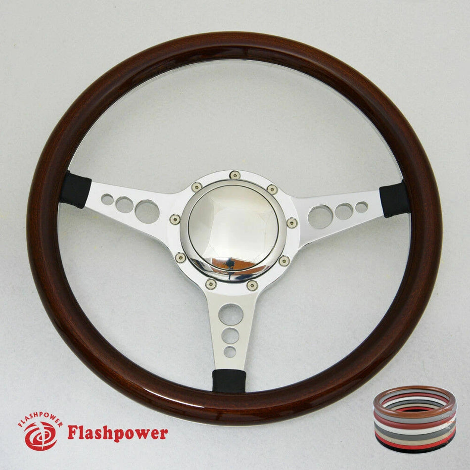 14'' Polished Billet Steering Wheel Half Wrap Horn Button Chevelle GTO