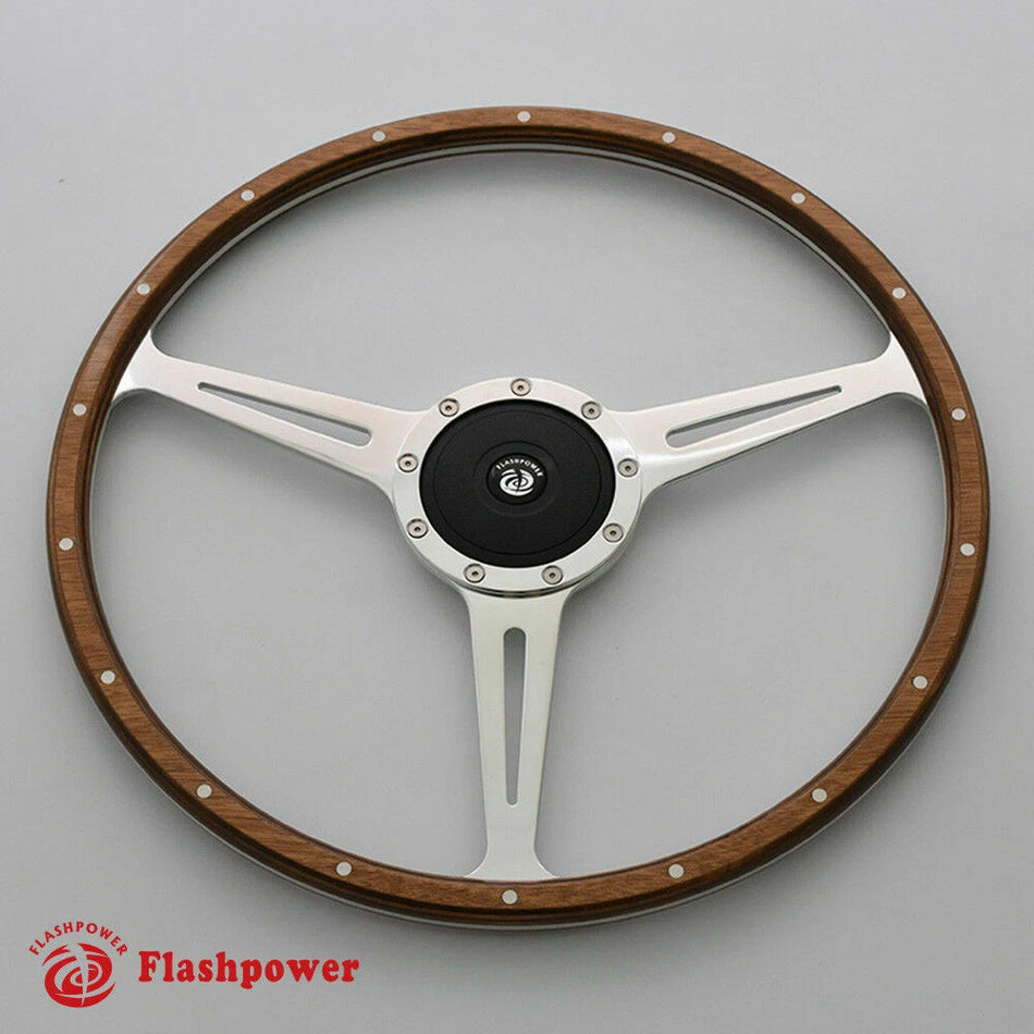 16'' Classic Riveted Wooden steering wheel Restoration MG Triumph Jaguar Marine Boat