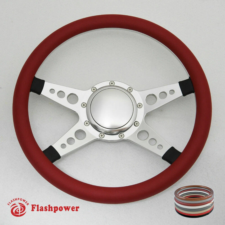 14'' Billet Steering Wheel Half Wrap horn button GMC Blazer Focus Mustang