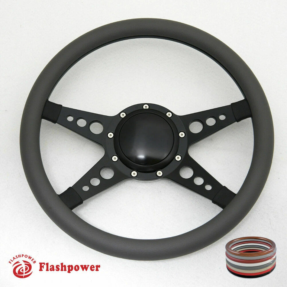 14'' Billet Steering Wheel Half Wrap Horn Button Bronco Marquis Camaro GMC