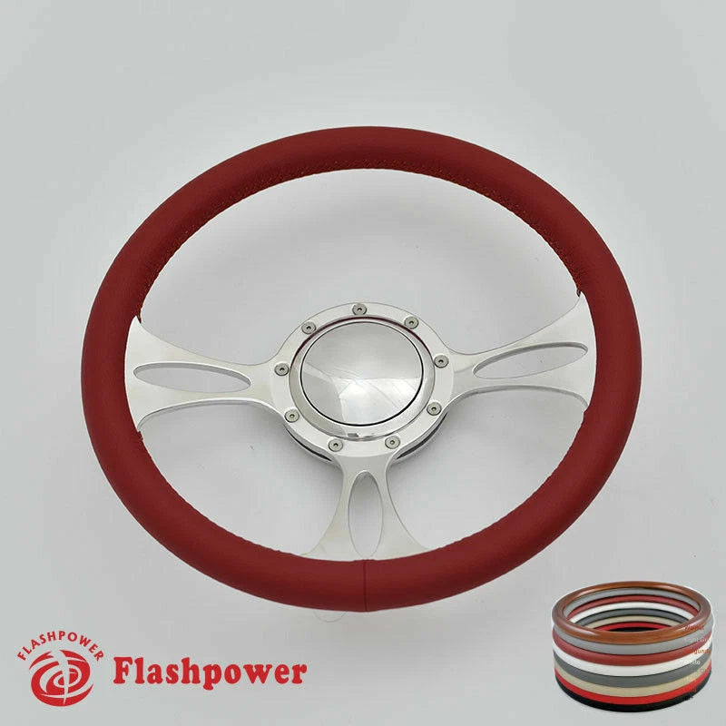 14'' Billet Steering Wheels Full Wrap Ford Thunderbird Mustang EXP w/ Horn