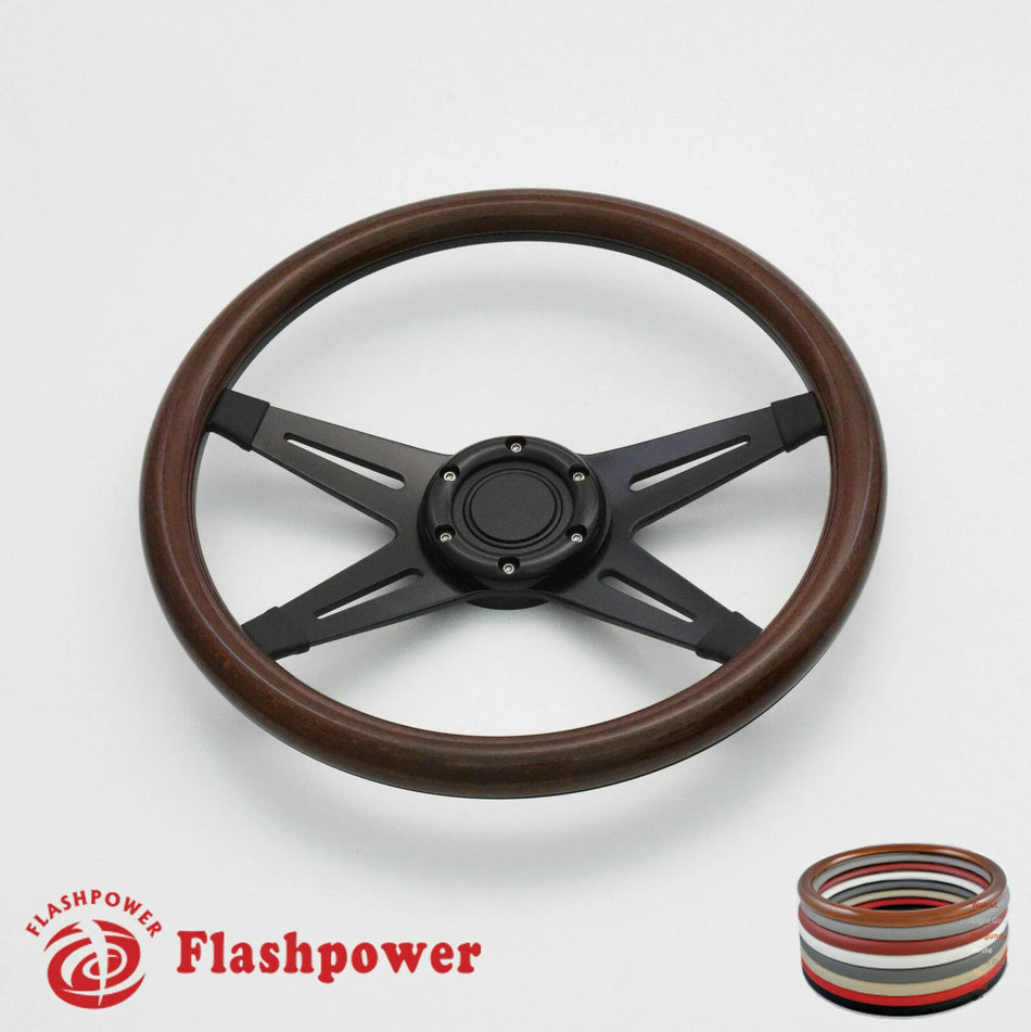 14'' Billet Steering Wheels Half Wrap Custom Chevy Ididit Flaming River w/ Horn