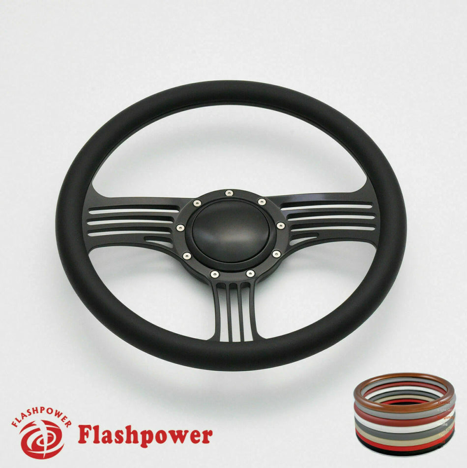 14'' Billet Steering Wheels Half Wrap Muscle Car Chevrolet Camaro Nova w/ Horn