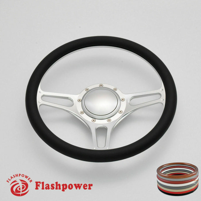 14'' Billet 9-Bolt Troika Lenkräder, halb ummantelt, Buick, Cadillac, Pontiac GTO, Firebird, Satin