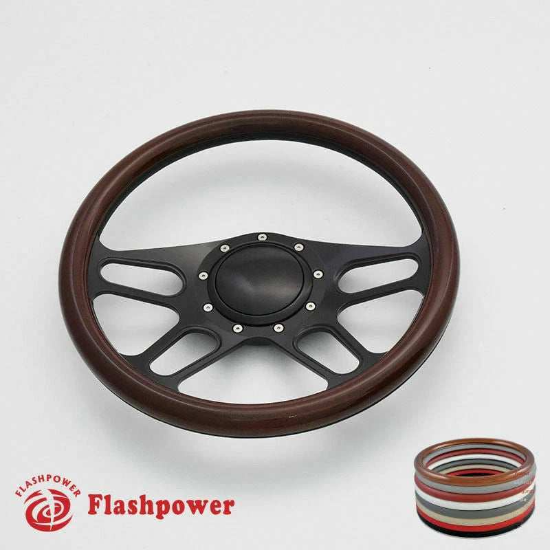 14'' Billet Steering Wheels Full Wrap Bronco F150 Mercury Capri Lincoln w/ Horn