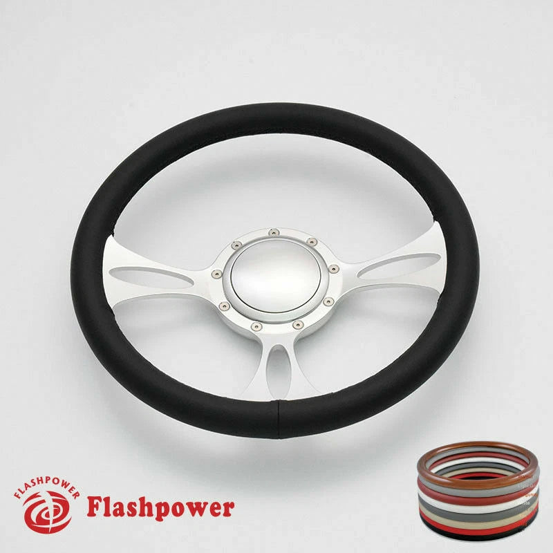 BLACK 14 BILLET Steering wheel with Royal Blue Half Wrap, adaptor BLACK 14 BILLET Steering wheel with Royal Blue Half Wrap, adaptor