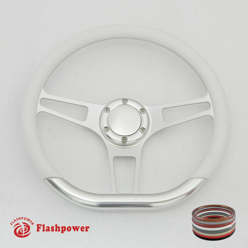 14'' D Type Billet Steering Wheel Half Wrap Muscle Car GMC W/Horn Button