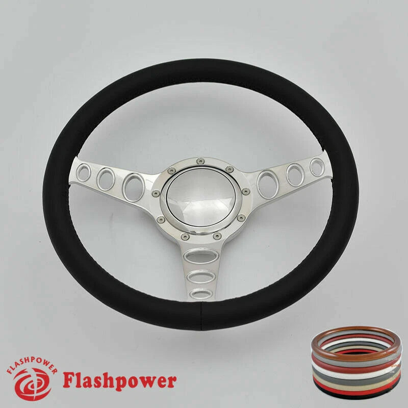 15.5'' Polished Billet Steering Wheel Full Wrap LTD Custom GMC C10 W/Horn