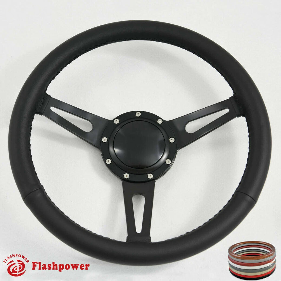 14" Classic Wrapped Steering Wheel 9 bolt with Horn Button