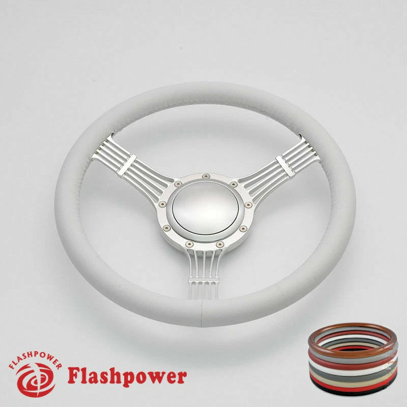 14'' Billet Steering Wheels Full Wrap Banjo Wrangler YJ Cherokee Jeep w/ Horn