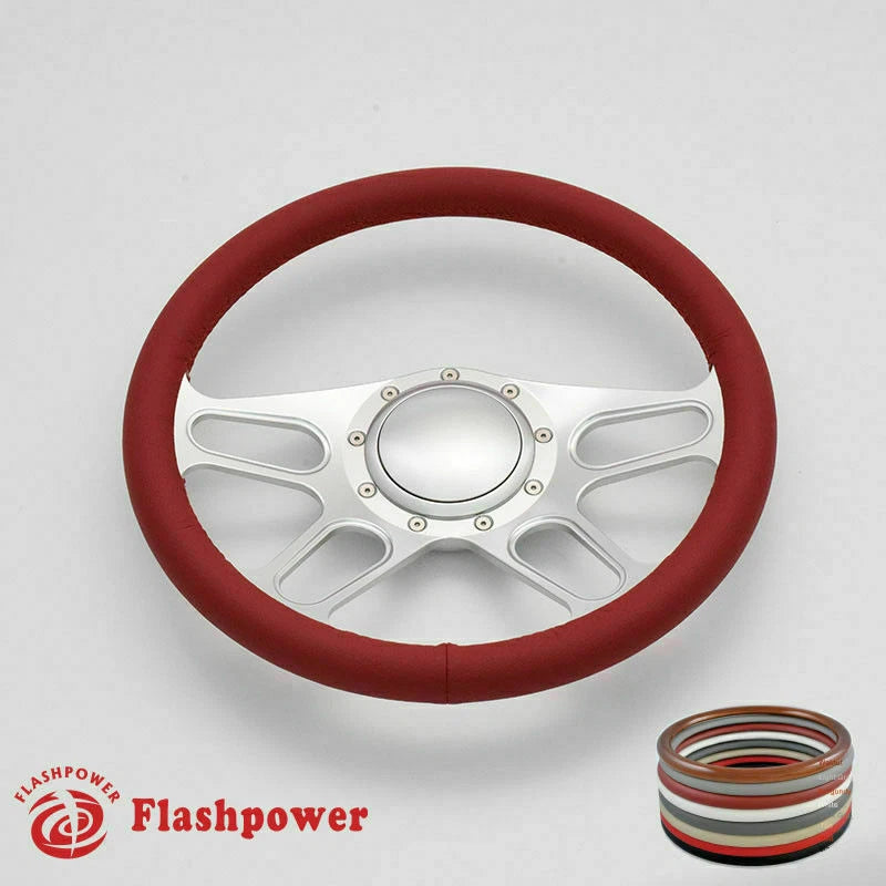 15.5'' Satin Billet Steering Wheel Black Full Wrap Buick Chevy GMC GTO W/ Horn