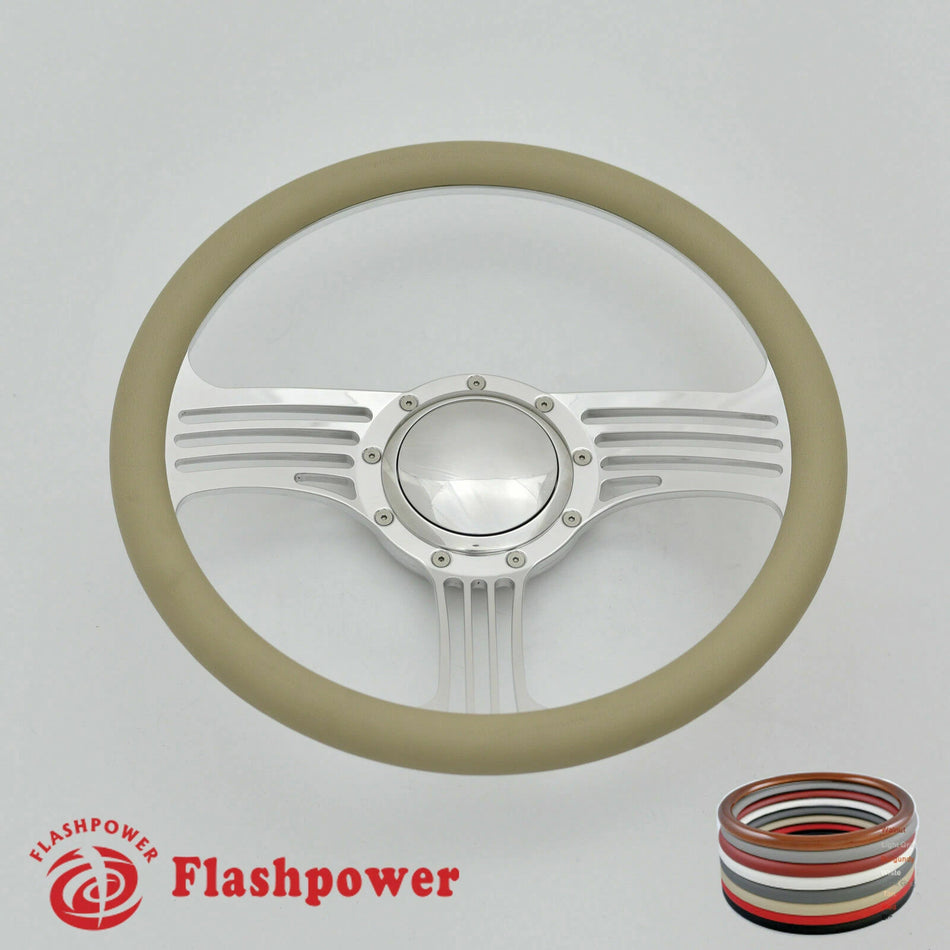 14'' Billet Steering Wheels Half Wrap Impala Chevy II Nova Chevelle w/ Horn