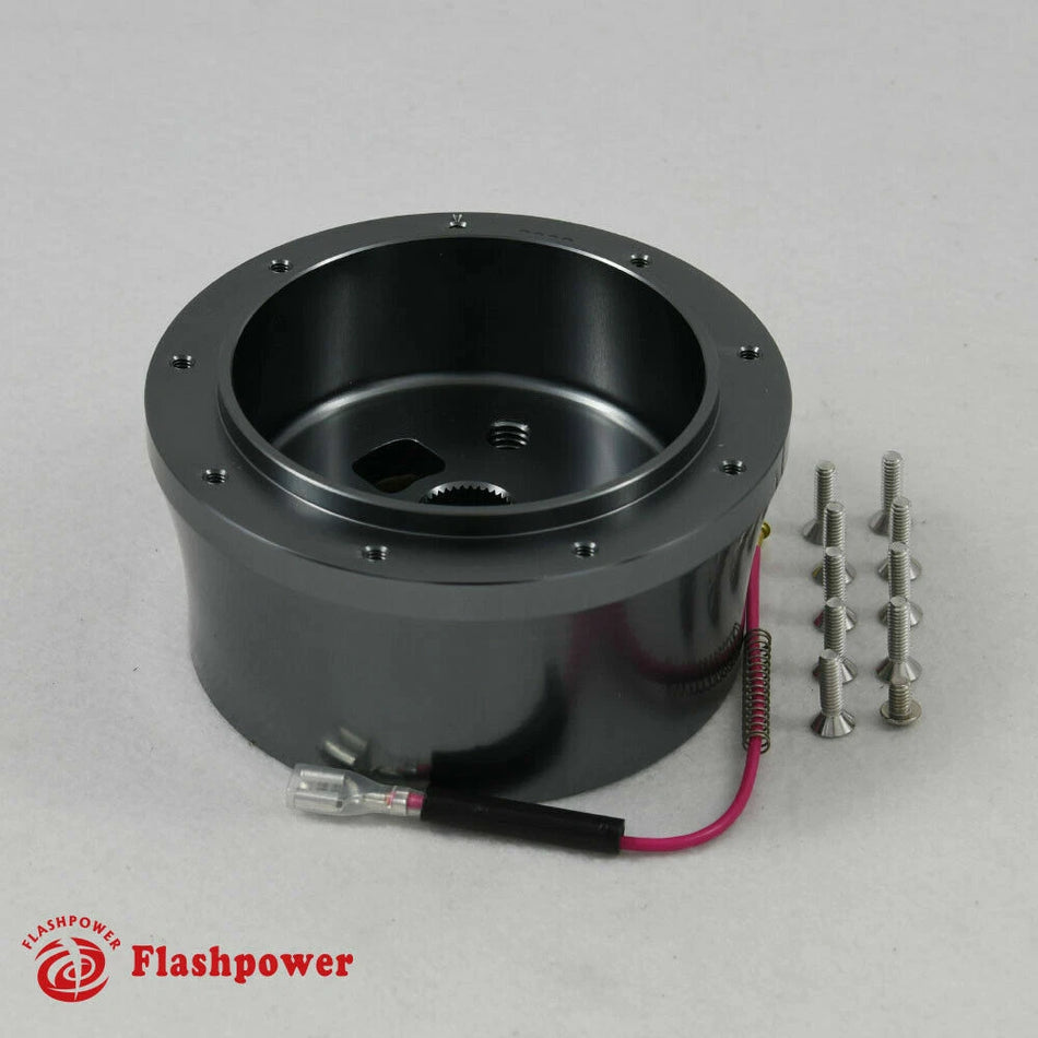 Flashpower Steering Wheel Adapter 9 Bolt Billet Gun Metal For GM Chevy