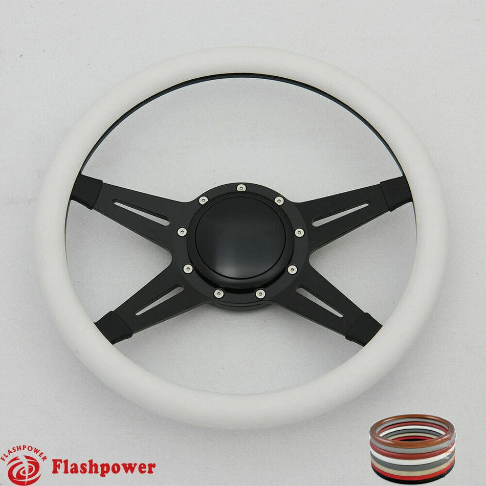 14'' Billet Steering Wheels Full Wrap Ford GM Corvair Impala Chevy w/Horn