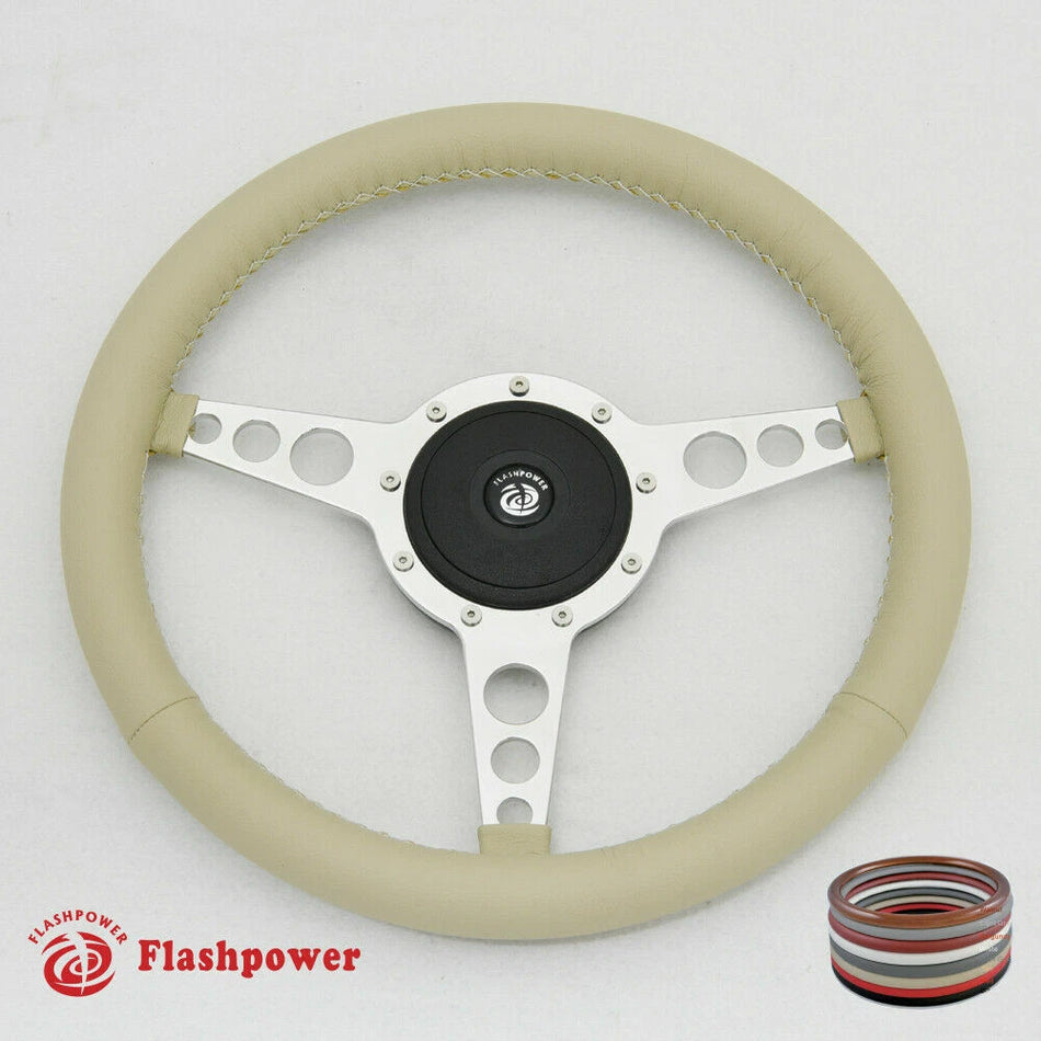 14" Classic Steering Wheel Tan Chevy GMC Impala GTO W/ Horn
