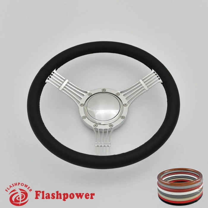 14'' Billet 9-Bolt Banjo Lenkrad Vollbezug Wrangler YJ Cherokee Jeep mit Hupe Poliert