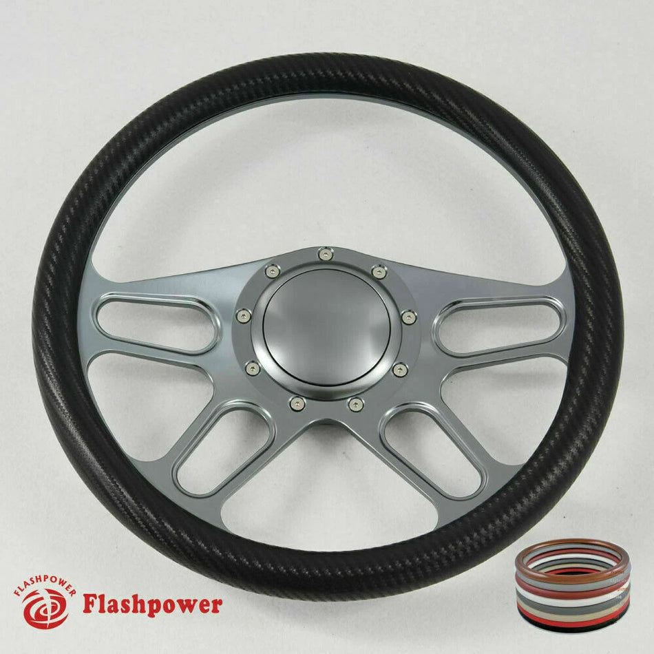 14'' Gun Metal Billet Steering Wheel Caprice GM Chevy Impala W/Horn