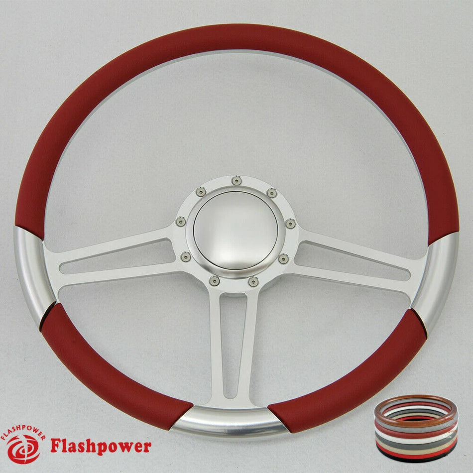 15.5'' Satin Billet Steering Wheel Full Wrap Firebird Chevy