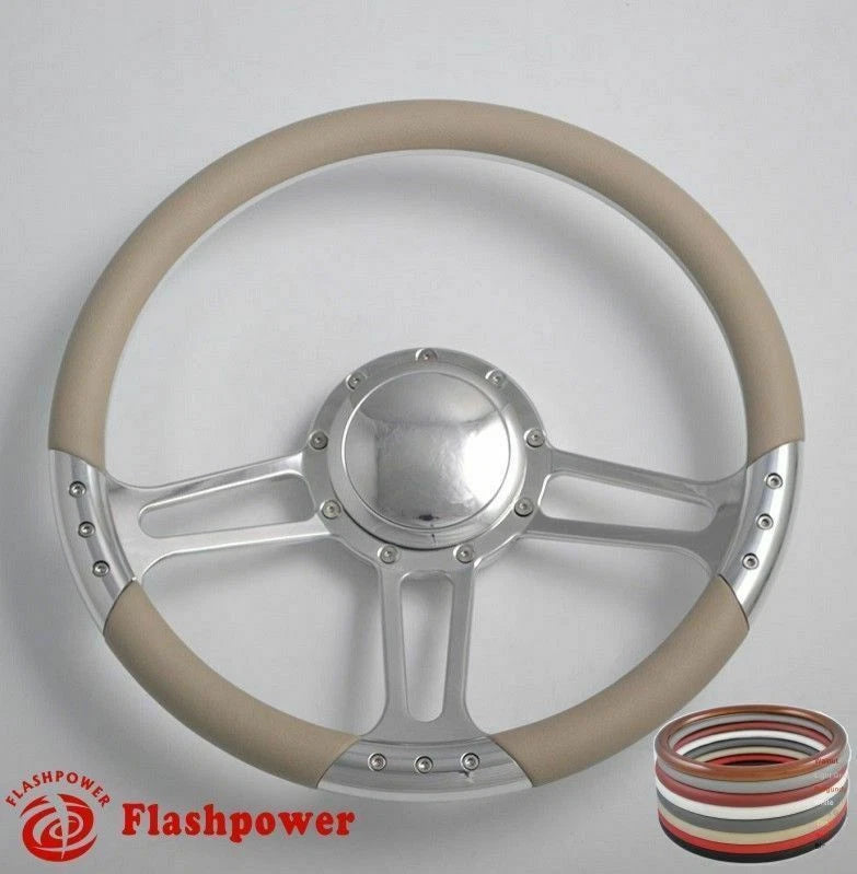 14'' Billet Steering Wheels  Wrap Impala Wrangler YJ Cherokee Jeep w/Horn