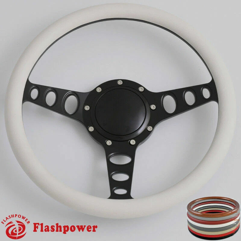 14'' Billet Steering Wheels Half Wrap Restoration Chevy Ford Mopar w Horn Button
