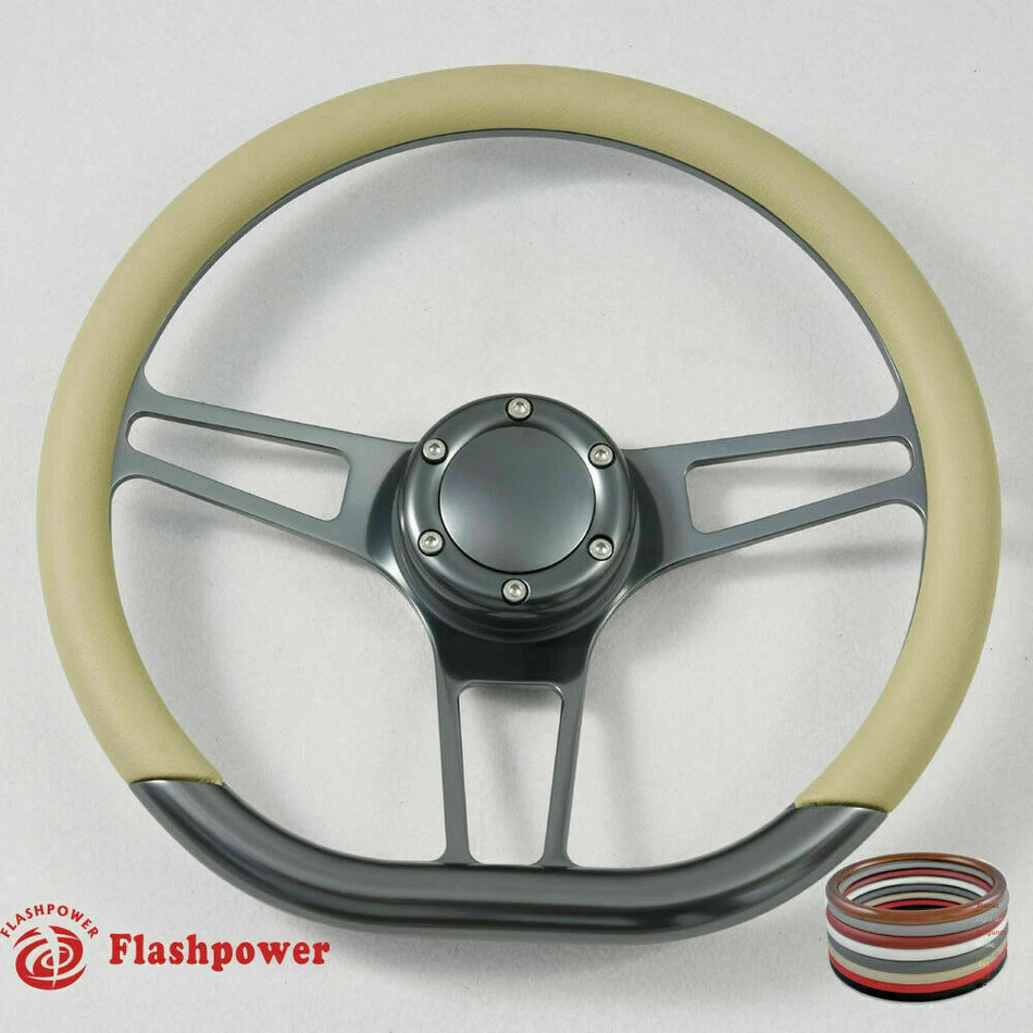 14'' Gun Metal Billet Steering Wheel Caprice S10 Chevy Blazer W/Horn