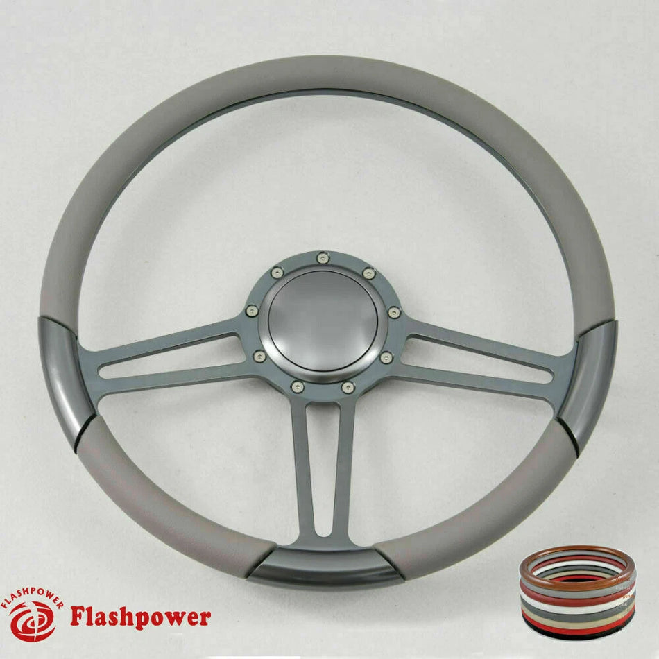 15.5'' Gun Metal Billet Steering Wheel Caprice GM Chevy Blazer W/Horn
