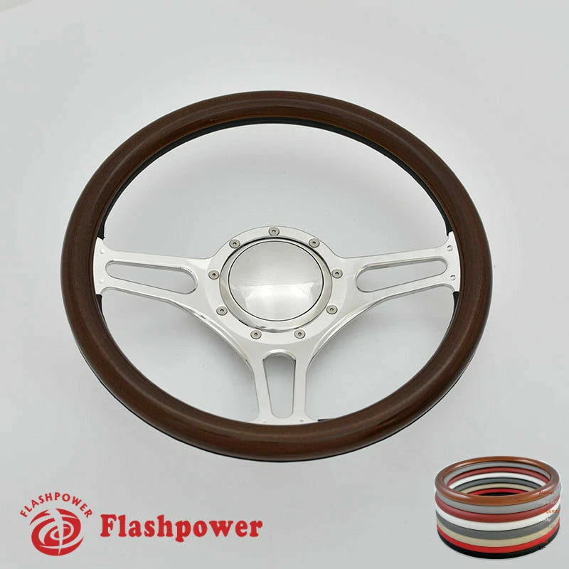14'' Billet Steering Wheel Full Wrap Ford Fairlane Galaxie LTD Ranch w/Horn