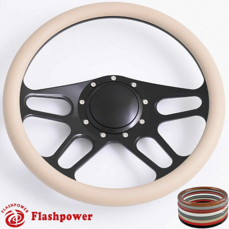 14'' Billet Steering Wheels Half Wrap GM Fury Belvedere GTO with Horn Button