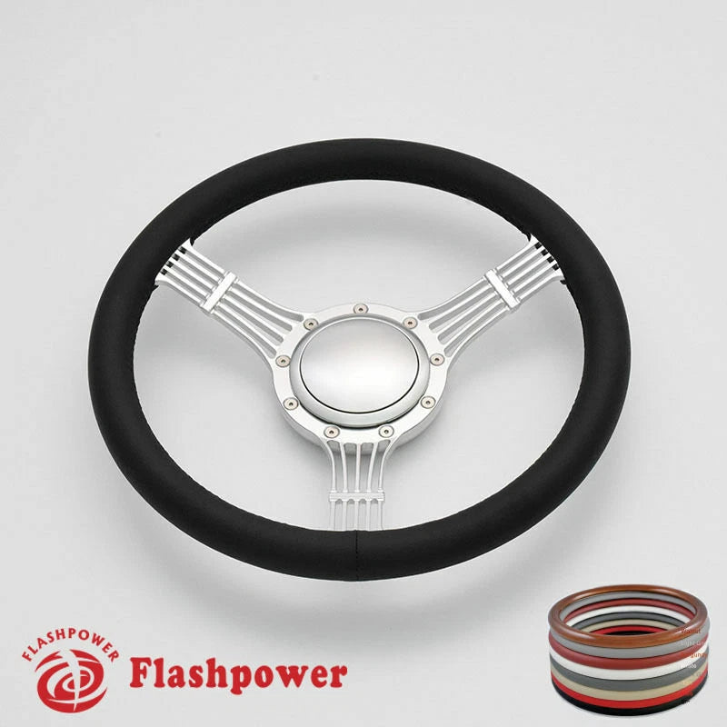 14'' Billet Steering Wheels Full Wrap Banjo Wrangler YJ Cherokee Jeep w/ Horn