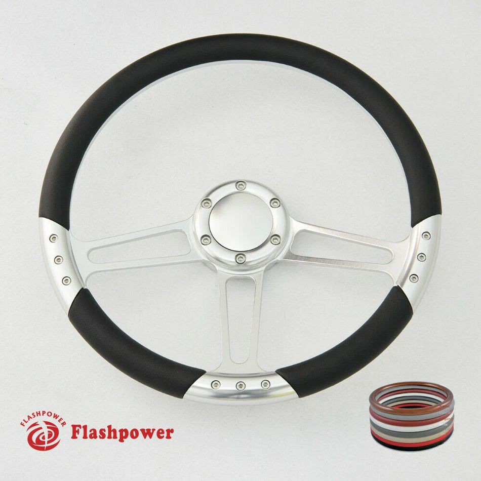 14'' Billet Steering Wheel Half Wrap Custom Chevy Ididit FlamingRiver
